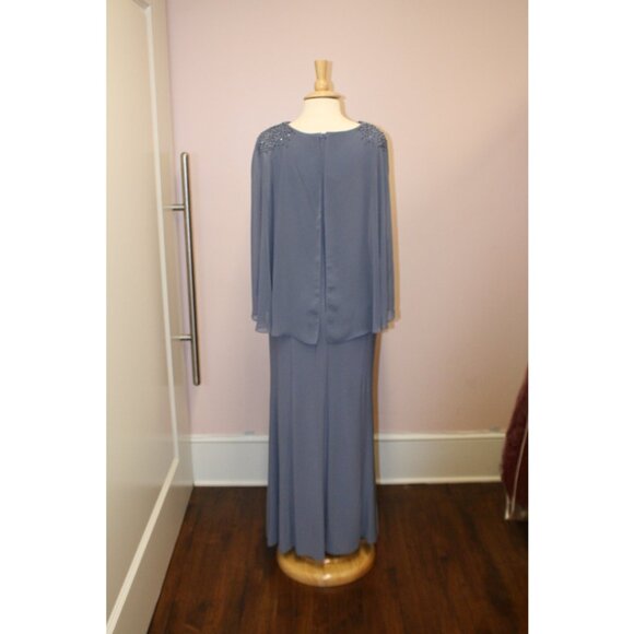 NWT Alex Evenings Steel Blue Formal Dress With Sleeves. - Picture 2 of 5